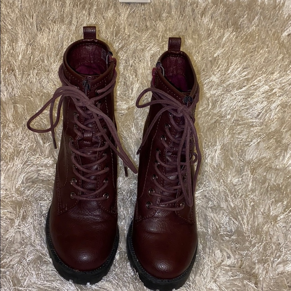 Cranberry Combat Boots